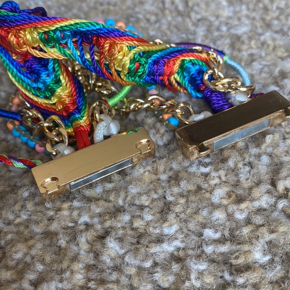 Rainbow Colored Braided and Beaded Bracelet - Picture 7 of 9